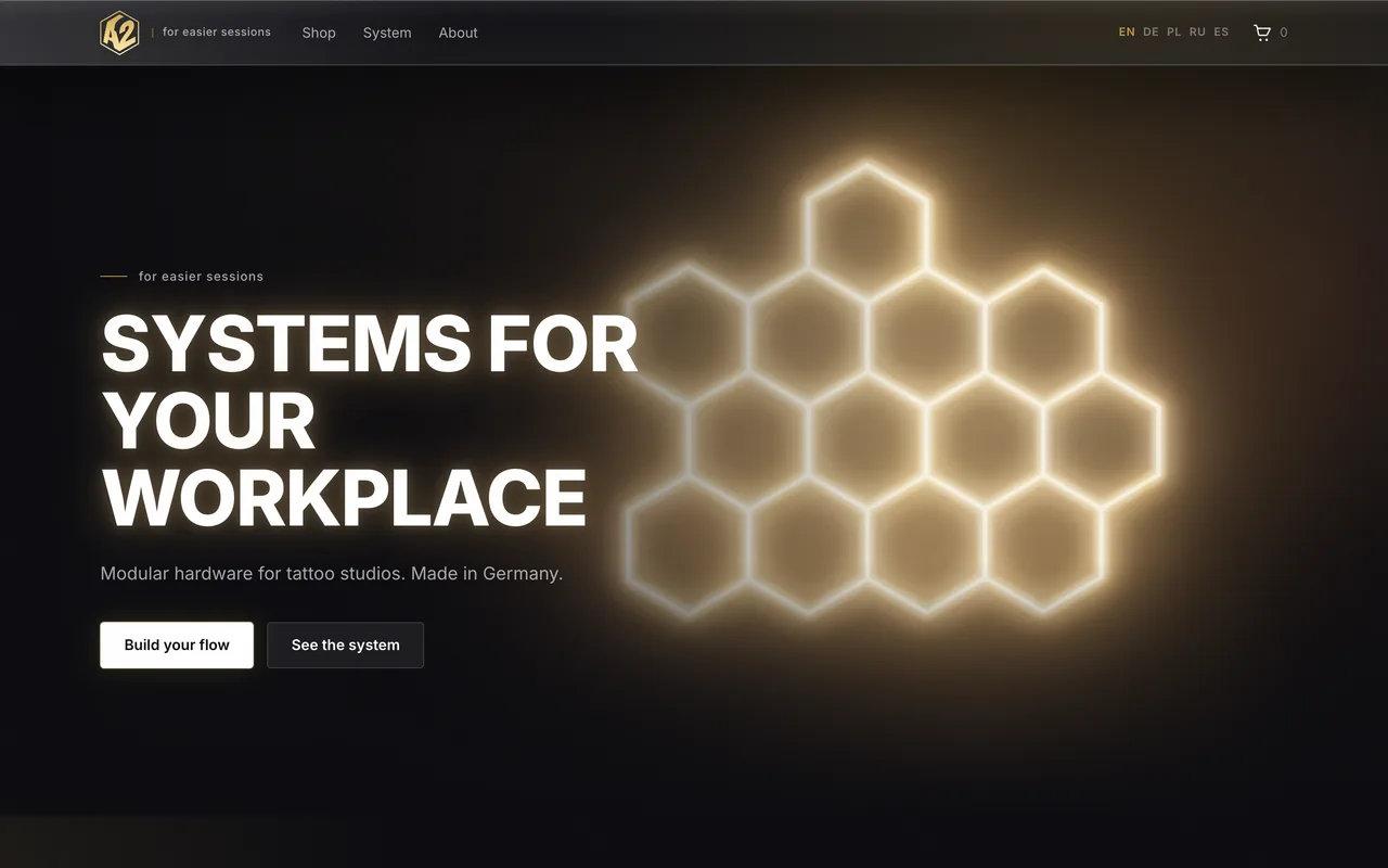 A2 · HEX website — homepage screenshot